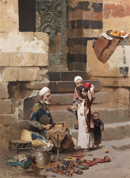 The Old Shoe Maker, Cairo Oil Painting by Raphael von Ambros