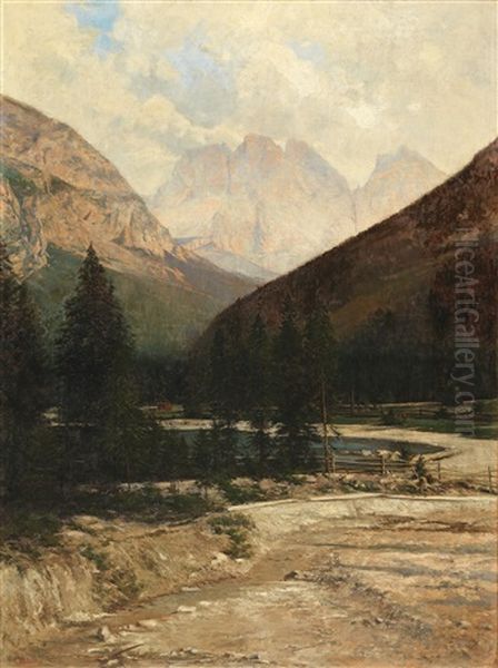 Snow Melting In The Mountains Oil Painting by Wilhelm Ambros