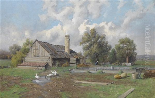 Gartnerhaus In Speising Nachst Der Tiergartenmauer Oil Painting by Wilhelm Ambros