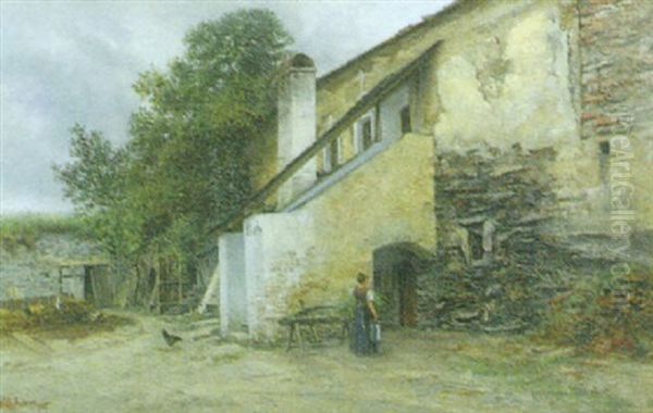 Innenhof Mit Figurlicher Staffage Oil Painting by Wilhelm Ambros