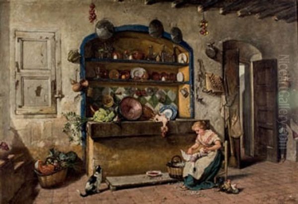 Interior De Cocina Oil Painting by Manuel Amell