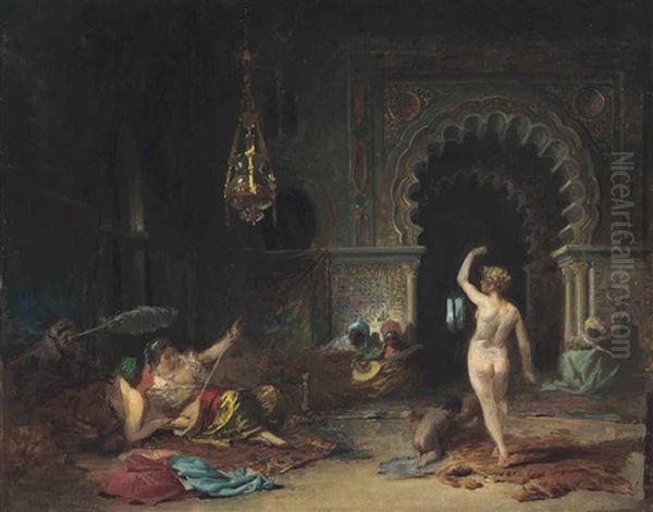 In The Harem Oil Painting by Francisco-Javier Amerigo y Aparici