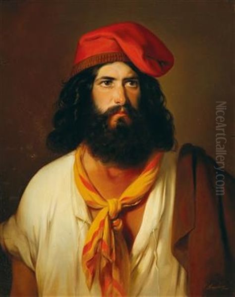 A Neapolitan Fisherman Oil Painting by Friedrich von Amerling