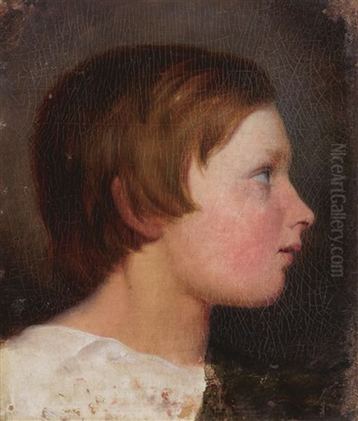 Portrait Of A Young Boy, Maybe His Son Friedrich Amerling Oil Painting by Friedrich von Amerling