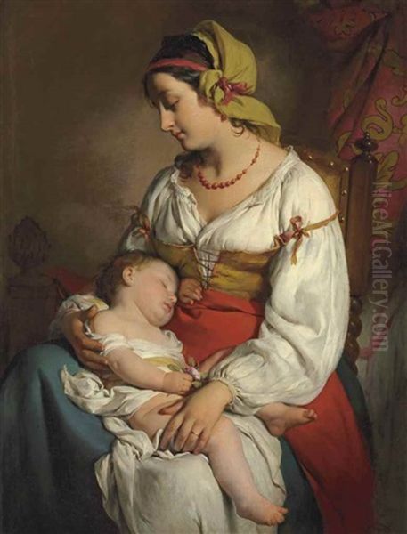 Italienische Mutter Mit Kind Oil Painting by Friedrich von Amerling