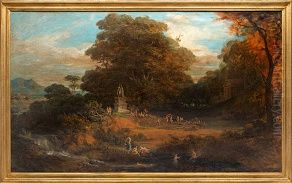 Wide Landscape With A Mythological Scene Oil Painting by Friedrich von Amerling