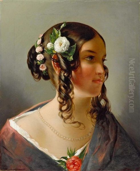 Bildnis Einer Jungen Frau Oil Painting by Friedrich von Amerling