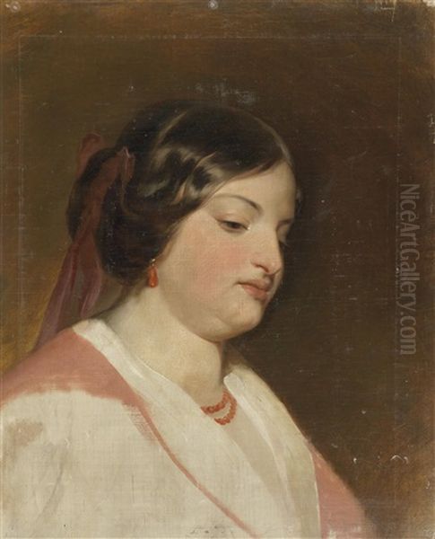 Portrat Fraulein Von Heintl (study) Oil Painting by Friedrich von Amerling