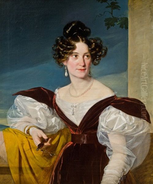 Portrat Frau Amalie Klein Geb. Von Henikstein Oil Painting by Friedrich von Amerling