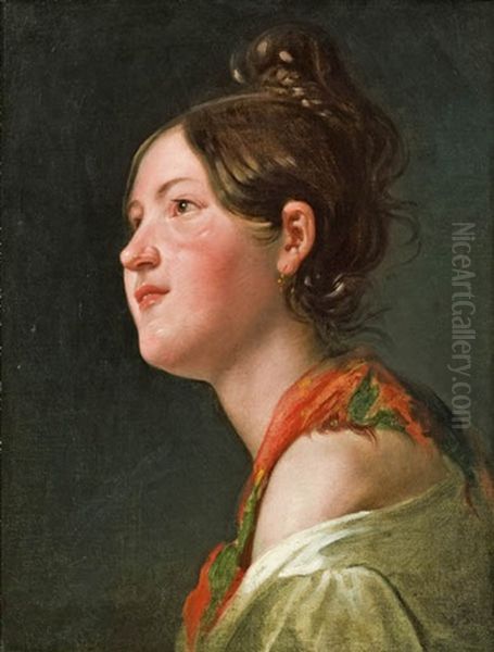 Madchen Mit Halstuch Oil Painting by Friedrich von Amerling