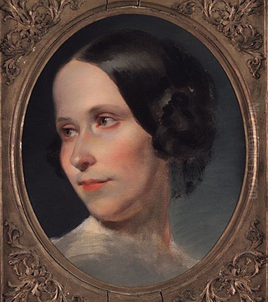 Portrait Einer Jungen Frau, Den Kopf Leicht Nach Rechts Gedreht Oil Painting by Friedrich von Amerling