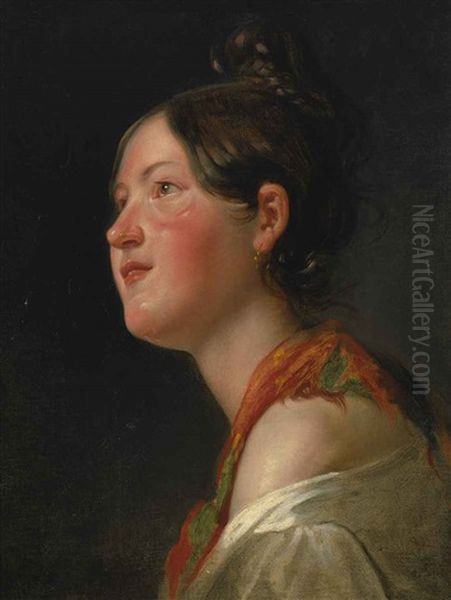 Portrait Eines Jungen Madchens Im Profil Von Links Oil Painting by Friedrich von Amerling