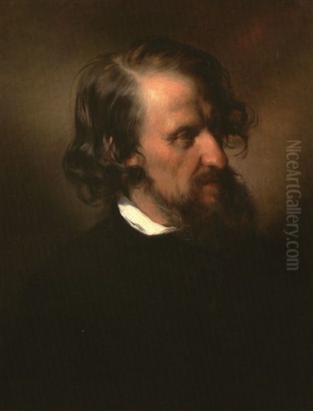 Bildnis Josef Kriehuber Oil Painting by Friedrich von Amerling