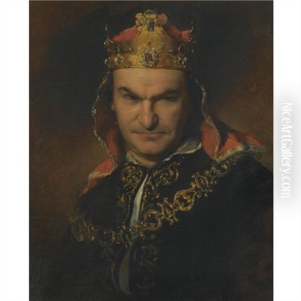 Bildnis Des Schauspielers Bogumil Dawison Als Richard Iii (portrait Of The Actor Bogumil Dawison As Richard Iii) Oil Painting by Friedrich von Amerling