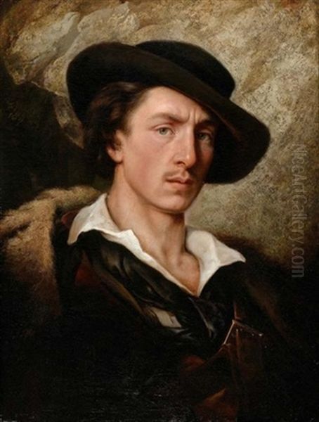 Junger Mann Mit Hut Oil Painting by Friedrich von Amerling