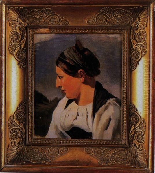 Profilportrait Einer Jungen Frau In Tracht Oil Painting by Friedrich von Amerling