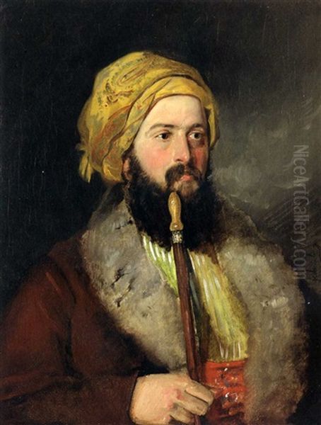 Armenischer Pfeifenhandler Oil Painting by Friedrich von Amerling