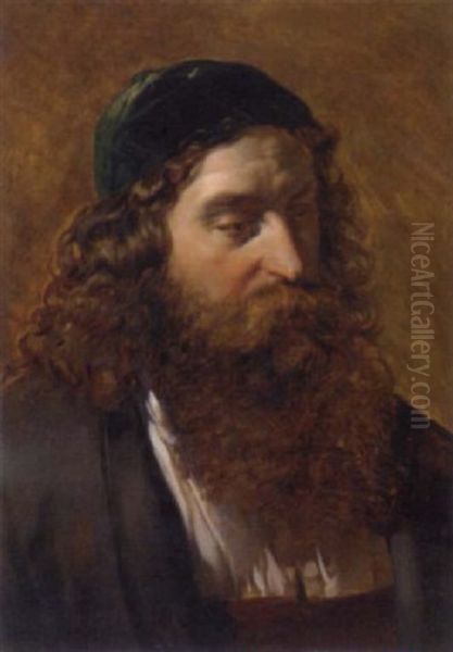 A Rabbi Oil Painting by Friedrich von Amerling