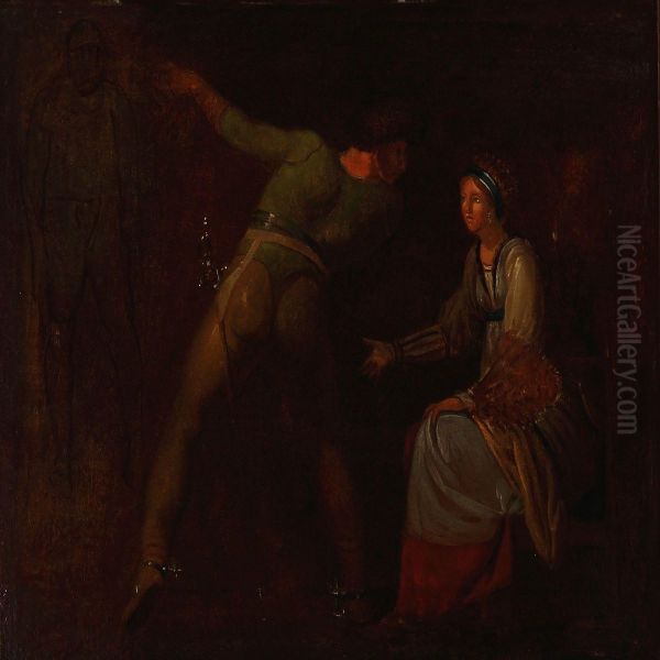 Hamlet Shows His Mother His Father's Ghost Oil Painting by Nicolas-Abraham Abilgaard