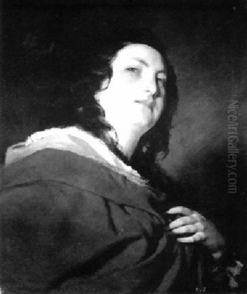 Brustbild Einer Jungen Frau In Rotem, Gelb Ausgeschlagenem Mantel Oil Painting by Friedrich von Amerling