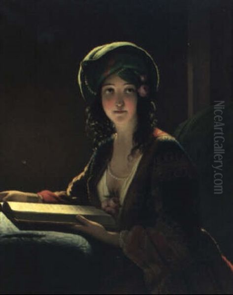 Lesendes Madchen Mit Turban Oil Painting by Friedrich von Amerling