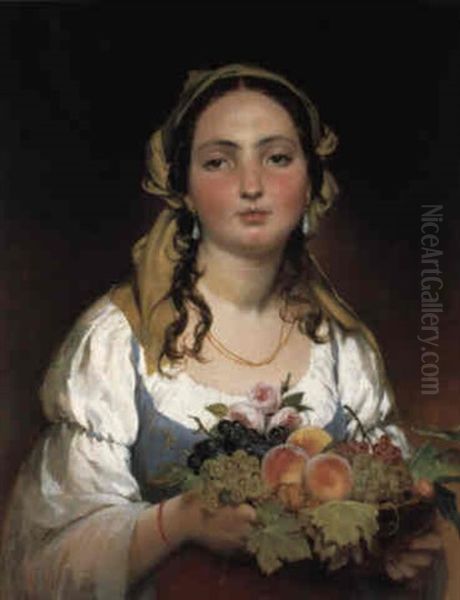 Madchen Mit Fruchtekorb by Friedrich von Amerling