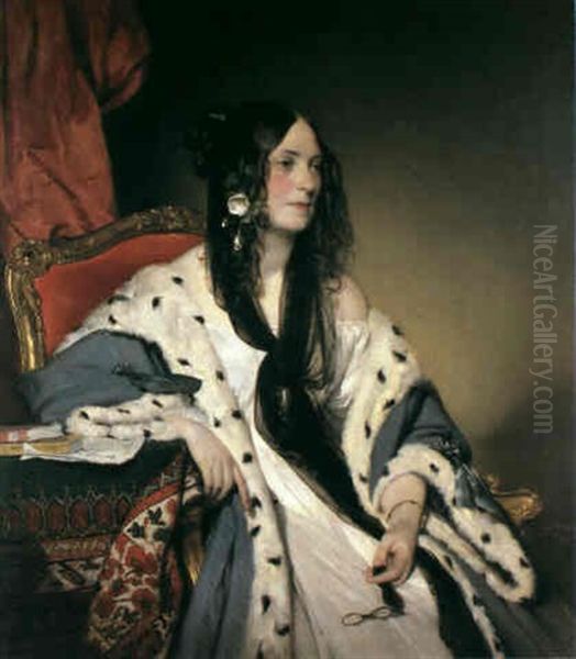 Bildnis Der Frau Von Striebel Oil Painting by Friedrich von Amerling