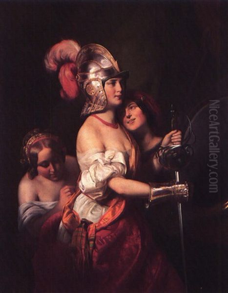 The Armed Maiden Oil Painting by Friedrich von Amerling