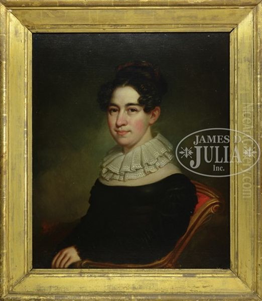 Portrait Of A Woman With A Lace Neck Ruffle Oil Painting by Ezra Ames