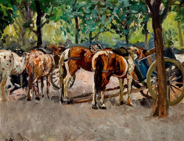 Cabs-kutscher Im Prater Oil Painting by Eduard Ameseder