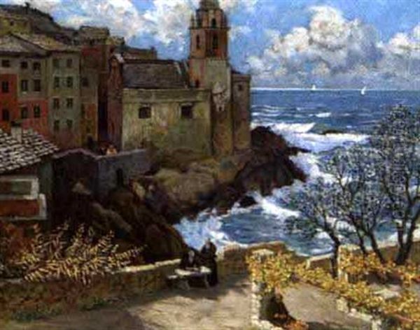 Tellaro An Der Riviera Levante Bei Spezzia Oil Painting by Eduard Ameseder