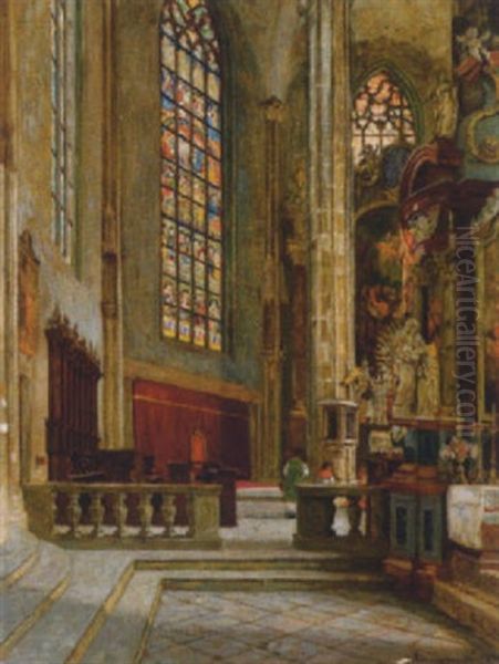 Pfarrkirche In Modling Oil Painting by Eduard Ameseder