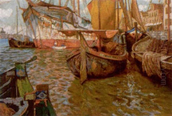 Schiffe Vor Anker Oil Painting by Eduard Ameseder