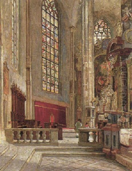 Pfarrkirche In Modling Oil Painting by Eduard Ameseder