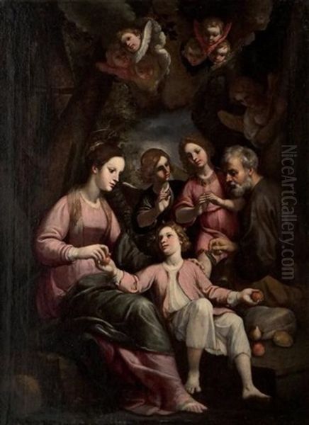 La Sainte Famille Oil Painting by Giulio Cesare Amidano