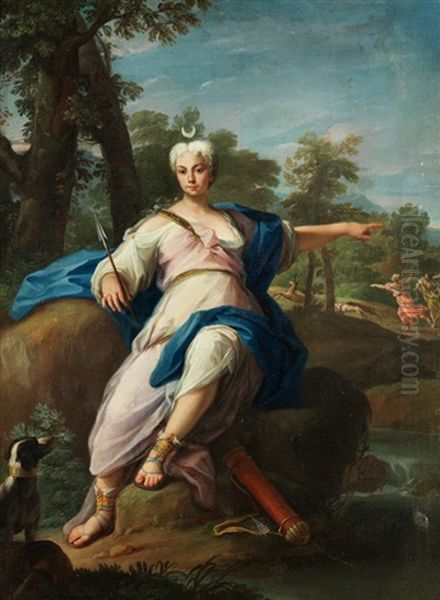 Die Jagdgottin Diana In Landschaft Oil Painting by Jacopo Amigoni