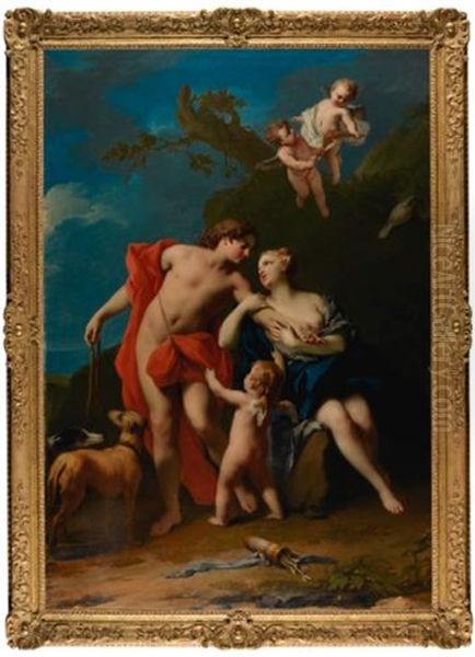 Venus And Adonis Oil Painting by Jacopo Amigoni