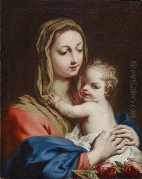 Maria And Child (madonna Delle Rose) Oil Painting by Jacopo Amigoni