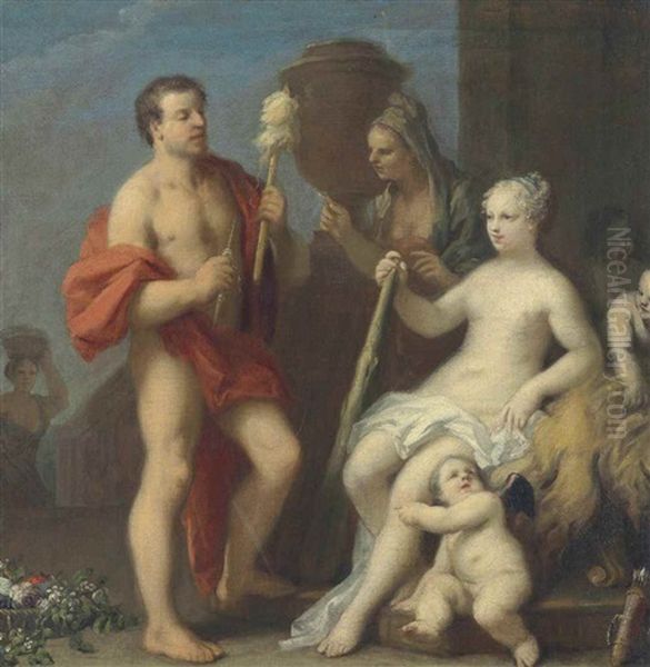 Hercules And Omphale Oil Painting by Jacopo Amigoni