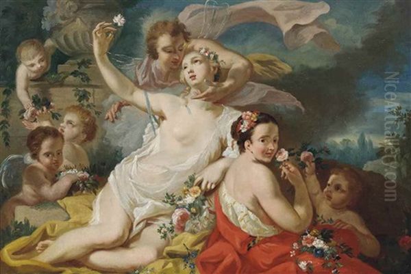 Flora And Zephyr Oil Painting by Jacopo Amigoni