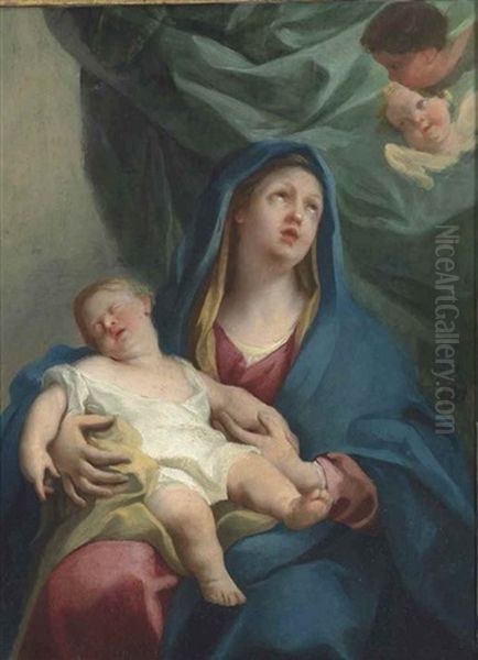 The Madonna And Child With Cherubs Oil Painting by Jacopo Amigoni