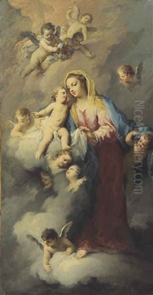 The Madonna And Child With Angels Oil Painting by Jacopo Amigoni