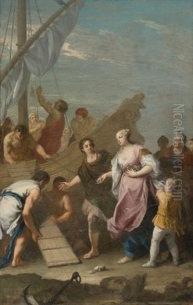 The Embarkation Of Helen Of Troy Oil Painting by Jacopo Amigoni