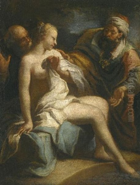 Susannah And The Elders Oil Painting by Jacopo Amigoni