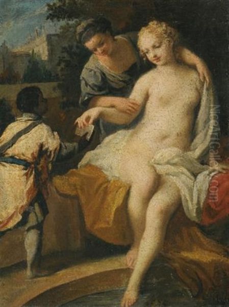 David And Bathsheba Oil Painting by Jacopo Amigoni