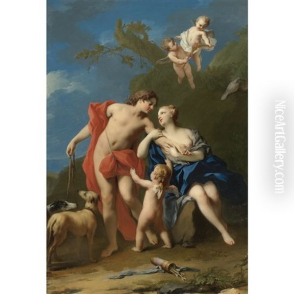 Venus And Adonis by Jacopo Amigoni