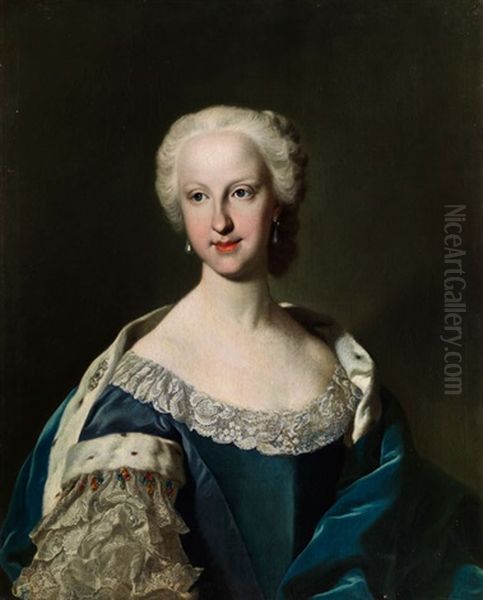 Portrait Einer Hofischen Dame In Blauem Kleid Oil Painting by Jacopo Amigoni