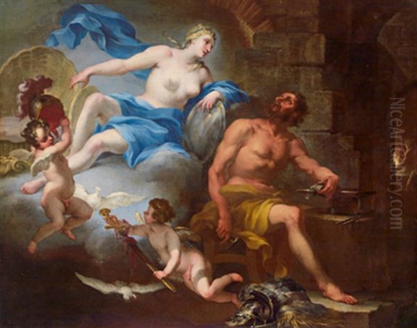 Venus In Der Schmiede Des Vulkan - Venere Nella Fucina Di Vulcano Oil Painting by Jacopo Amigoni