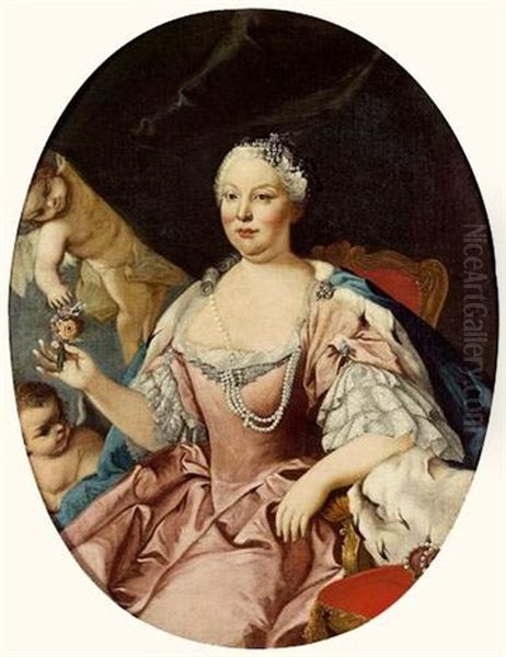 Portrait De Marie-barbara De Bragance, Reine D'espagne Oil Painting by Jacopo Amigoni