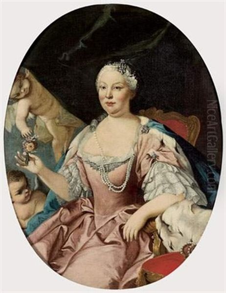 Portrait De Marie-barbara De Bragance, Reine D'espagne Oil Painting by Jacopo Amigoni